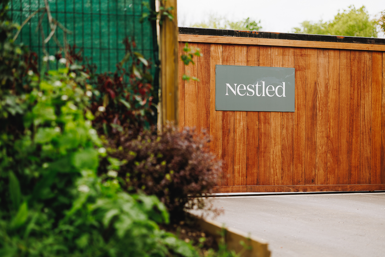Nestled by the Green Signage